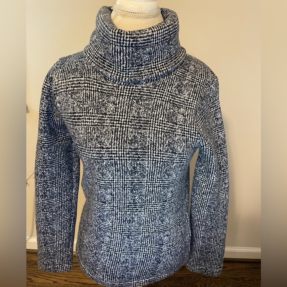 J. Crew Blue Turtleneck Sweater Cowl Neck Design